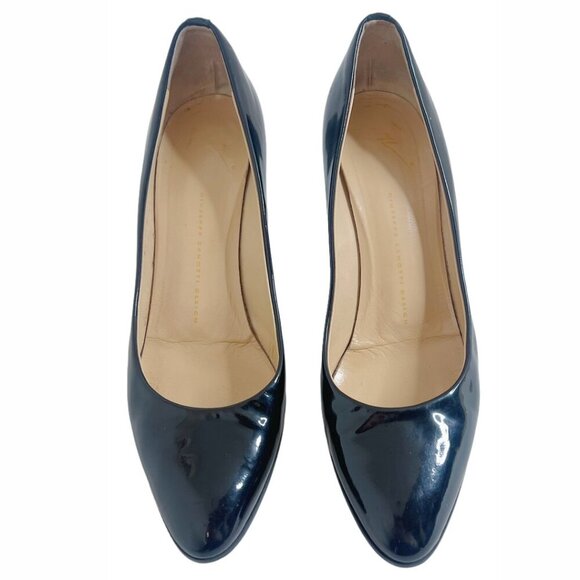 Giuseppe Zanotti Design Black Patent Leather Rounded Toe Pumps Heels Size 9 - Picture 3 of 14
